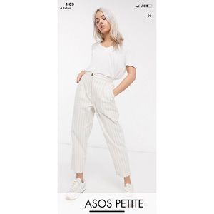 ASOS Petite Linen Dad Pants with Stripes
